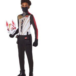 Fortnite Drift Stage 1 Halloween Costume 10/12 Jumpsuit, Mask 5 Pc Boys